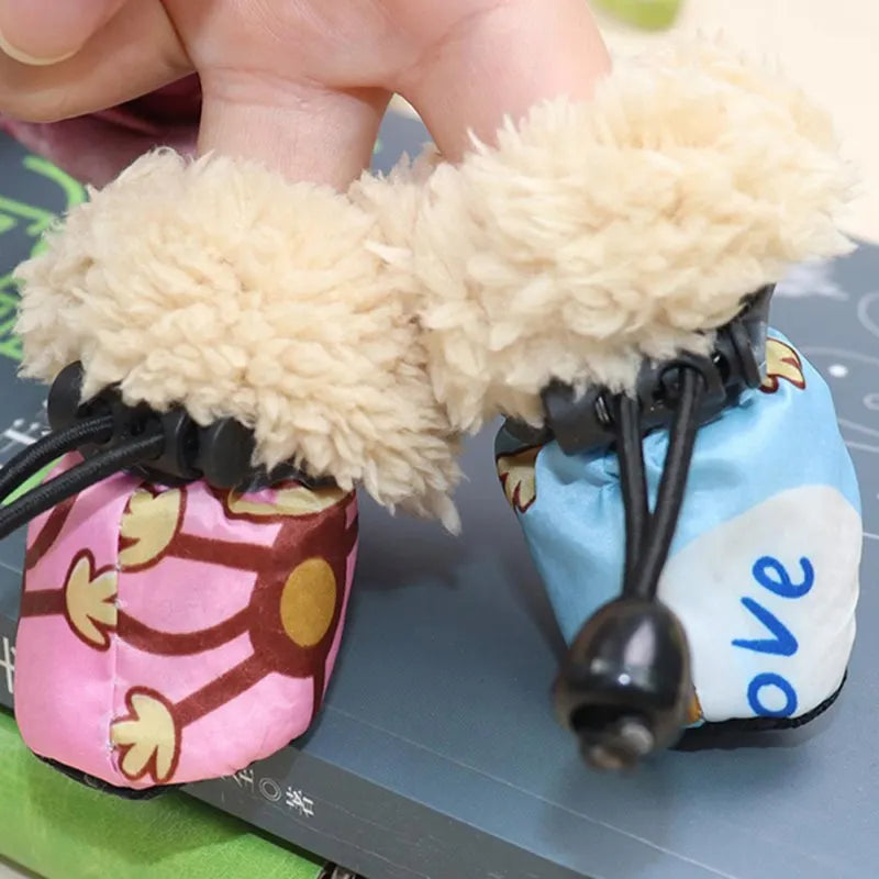 4PCS Dog Winter Super Warm Cotton Shoes