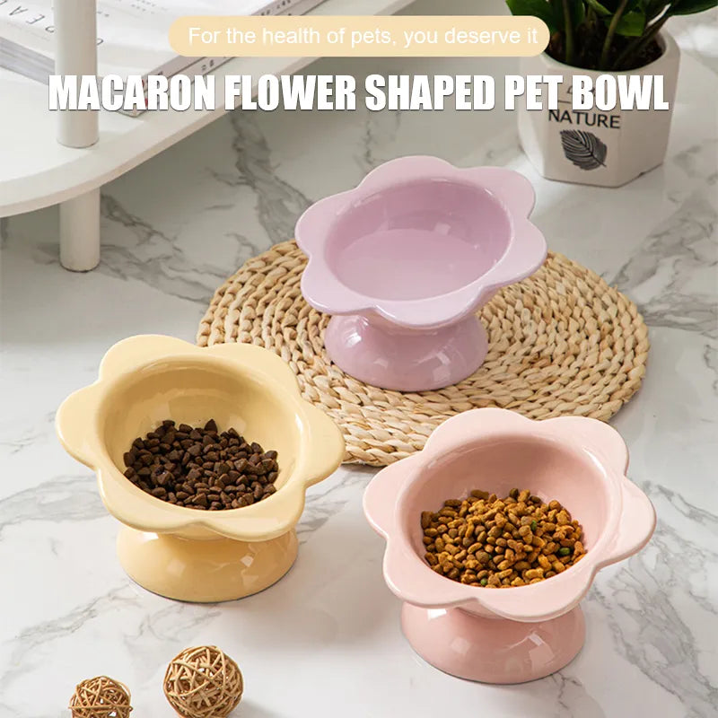 Drinking Eating Food Bowls; Elevated Tilted Feeder Pet Cats