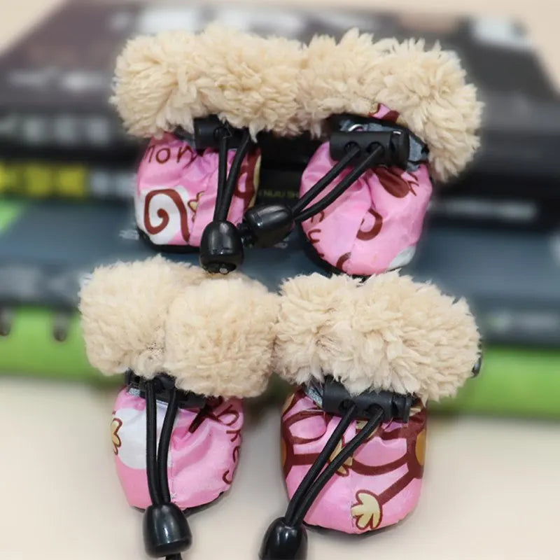4PCS Dog Winter Super Warm Cotton Shoes