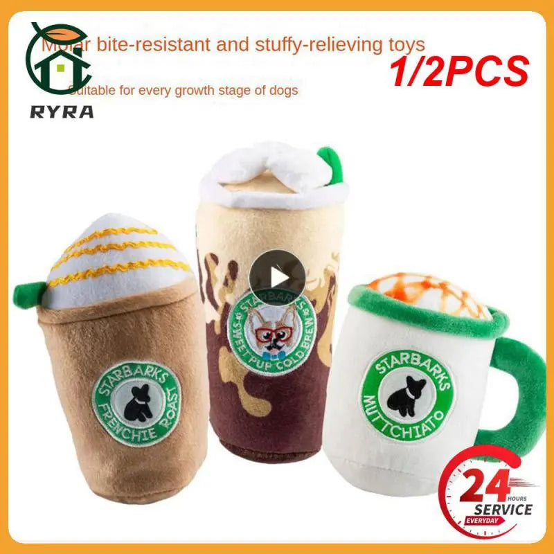 1/2PCS Plush Interactive Toys Durable Coffee Cup Design