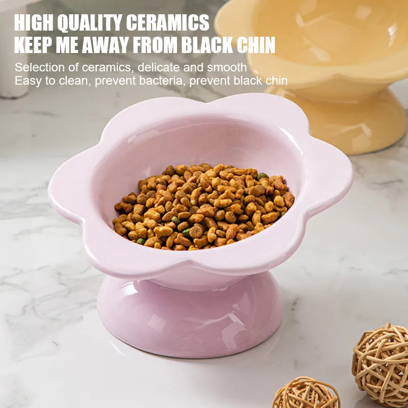Drinking Eating Food Bowls; Elevated Tilted Feeder Pet Cats