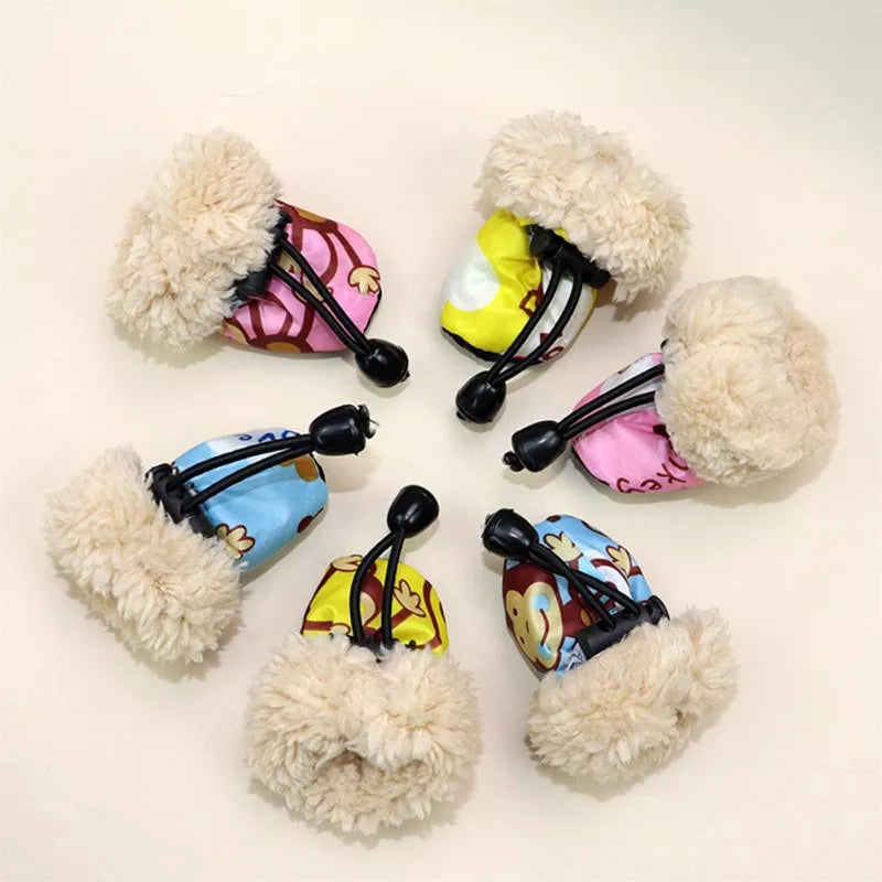 4PCS Dog Winter Super Warm Cotton Shoes
